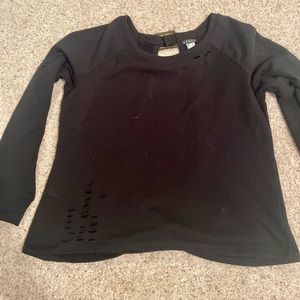 Great backless, distressed sweatshirt